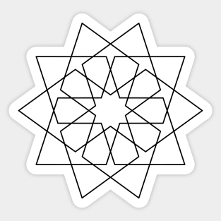 Islamic 10 Pointed Star Black & White Sticker